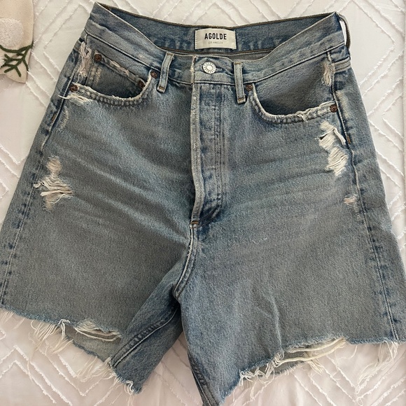 NWT Agolde Stella High Rise Baggy Denim Shorts in Deserted Size 25 - Picture 3 of 7